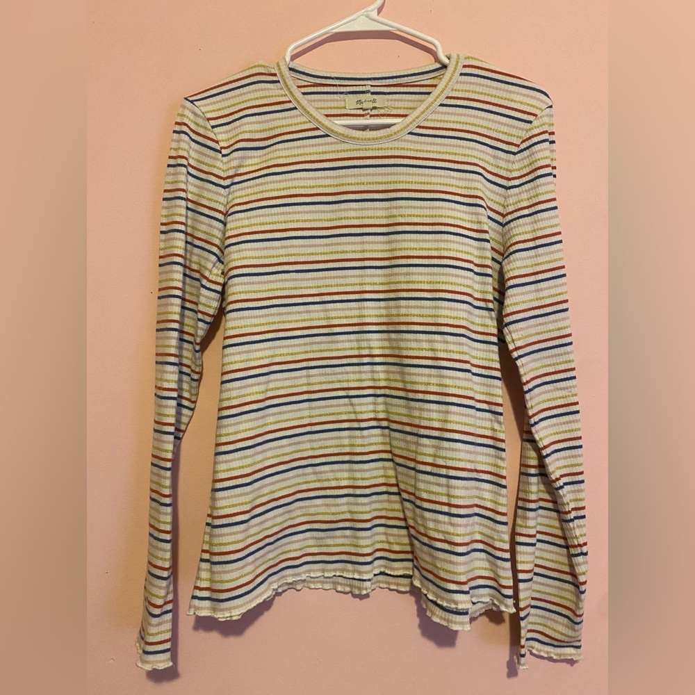Long-Sleeve Baby Tee in Shimmer Stripe | Madewell